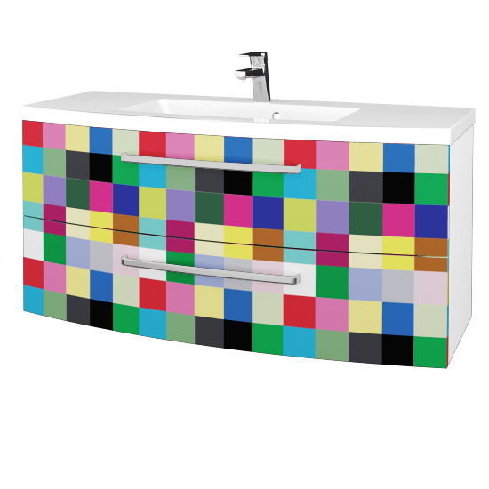 Waschtischunterschrank RIO SZZ2 120  - L01 Weiß Lack Hochglanz - IND Individual