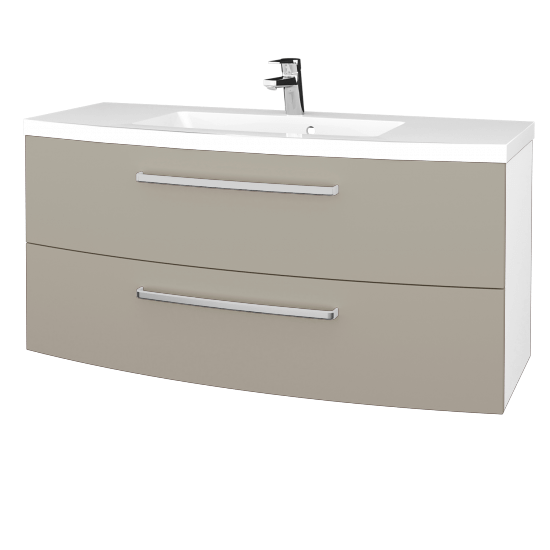 Waschtischunterschrank RIO SZZ2 120  - L01 Weiß Lack Hochglanz - M05 Beige Lack Matt