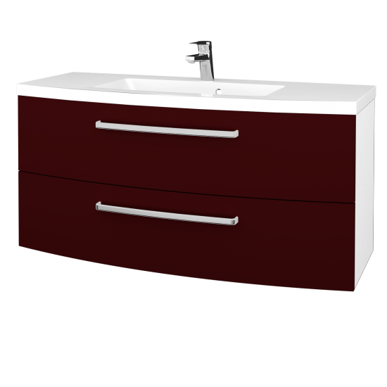 Waschtischunterschrank RIO SZZ2 120  - L01 Weiß Lack Hochglanz - L17 Schwarz Lack Hochglanz