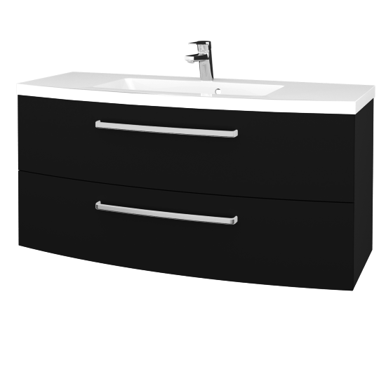 Waschtischunterschrank RIO SZZ2 120  - L03 Grau Metallic Lack Hochglanz - M17 Schwarz Matt