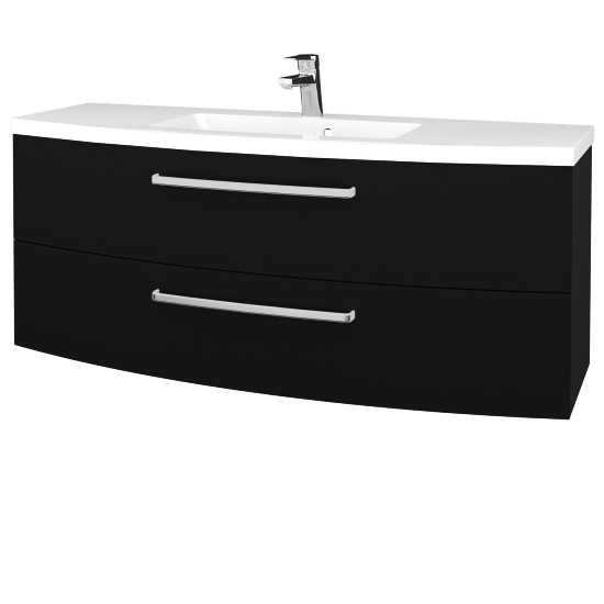 Waschtischunterschrank RIO SZZ2 140  - L03 Grau Metallic Lack Hochglanz - M17 Schwarz Matt