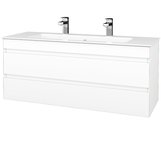 Badezimmerschrank JESTY SZZ2 120 (mit 2 Hahnlöchern)  - L01 Weiß Lack Hochglanz - L01 Weiß Lack Hochglanz