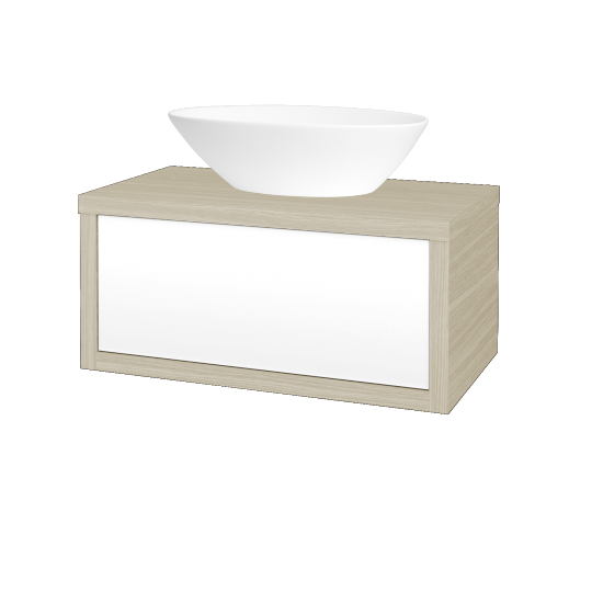 Waschtischunterschrank MOVE SZZ 80 (Waschtisch Triumph)  - D04 Eiche - L01 Weiß Lack Hochglanz