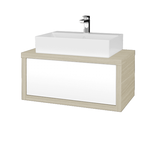 Waschtischunterschrank MOVE SZZ 80 (Waschtisch Kube)  - D04 Eiche - M01 Weiß Lack Matt