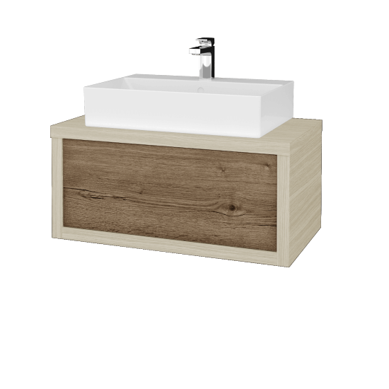 Waschtischunterschrank MOVE SZZ 80 (Waschtisch Kube)  - D04 Eiche - D21 Tobacco