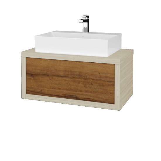 Waschtischunterschrank MOVE SZZ 80 (Waschtisch Kube)  - D04 Eiche - D27 Cognac