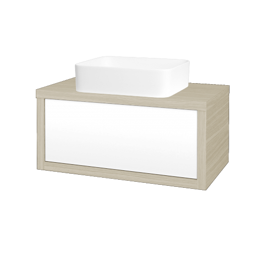 Waschtischunterschrank MOVE SZZ 80 (Waschtisch Joy)  - D04 Eiche - L01 Weiß Lack Hochglanz