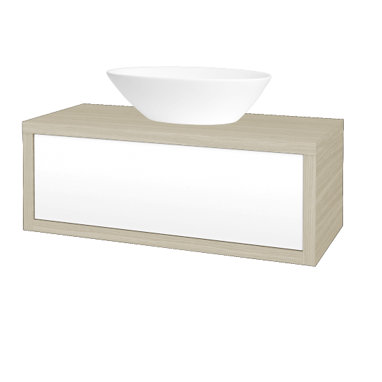 Waschtischunterschrank MOVE SZZ 100 (Waschtisch Triumph)  - D04 Eiche - L01 Weiß Lack Hochglanz