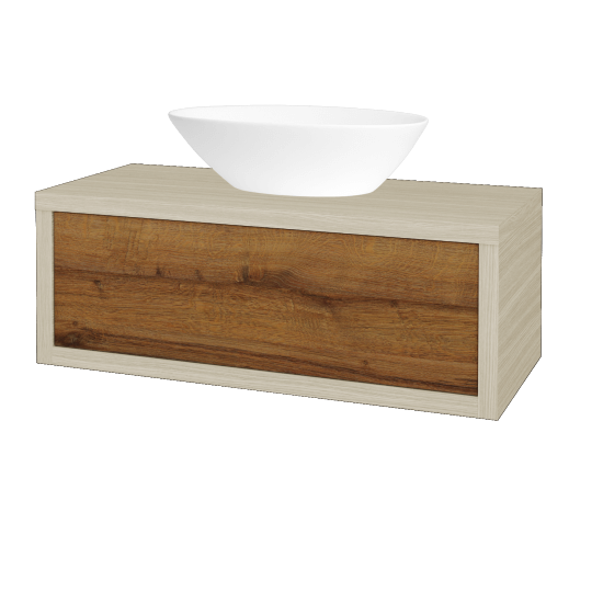 Waschtischunterschrank MOVE SZZ 100 (Waschtisch Triumph)  - D04 Eiche - D27 Cognac