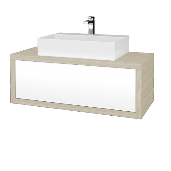 Waschtischunterschrank MOVE SZZ 100 (Waschtisch Kube)  - D04 Eiche - M01 Weiß Lack Matt