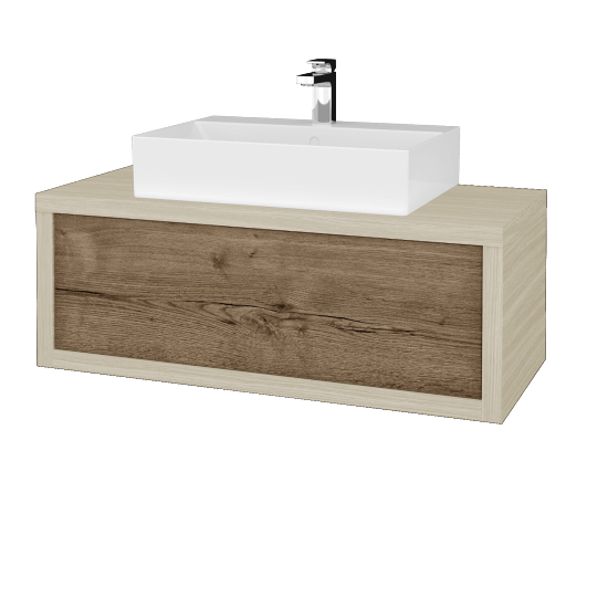 Waschtischunterschrank MOVE SZZ 100 (Waschtisch Kube)  - D04 Eiche - D21 Tobacco