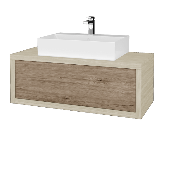 Waschtischunterschrank MOVE SZZ 100 (Waschtisch Kube)  - D04 Eiche - D23 Herkules