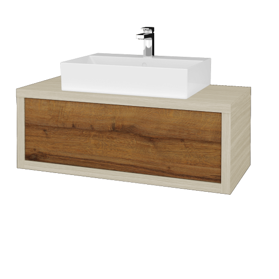 Waschtischunterschrank MOVE SZZ 100 (Waschtisch Kube)  - D04 Eiche - D27 Cognac