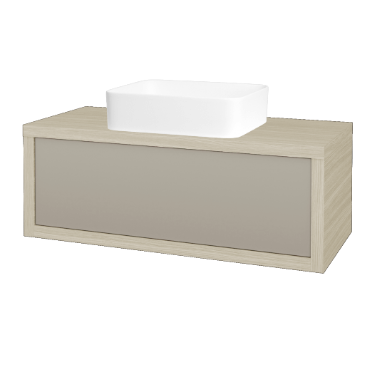 Waschtischunterschrank MOVE SZZ 100 (Waschtisch Joy)  - D04 Eiche - L04 Taupe Lack Hochglanz