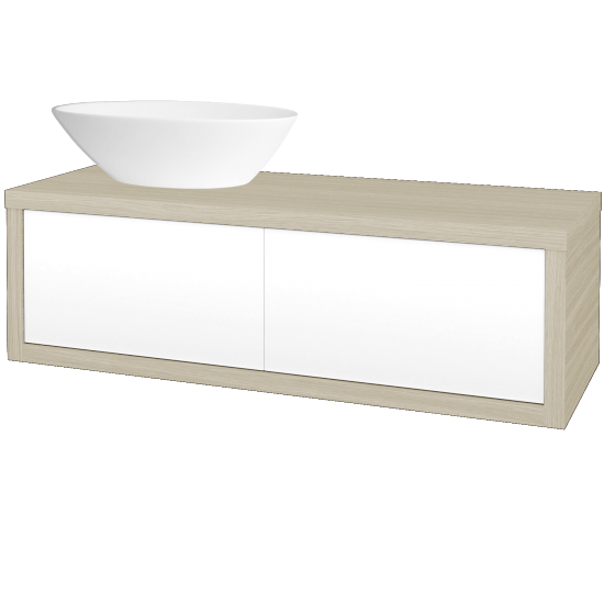 Waschtischunterschrank MOVE SZZ2 120 (Waschtisch Triumph)  - D04 Eiche - L01 Weiß Lack Hochglanz - Links