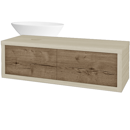 Waschtischunterschrank MOVE SZZ2 120 (Waschtisch Triumph)  - D04 Eiche - D21 Tobacco - Links