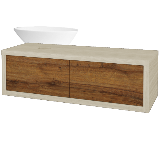 Waschtischunterschrank MOVE SZZ2 120 (Waschtisch Triumph)  - D04 Eiche - D27 Cognac - Links