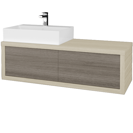 Waschtischunterschrank MOVE SZZ2 120 (Waschtisch Kube)  - D04 Eiche - D03 Cafe - Links