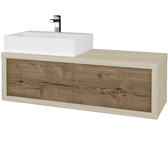 Waschtischunterschrank MOVE SZZ2 120 (Waschtisch Kube)  - D04 Eiche - D21 Tobacco - Links