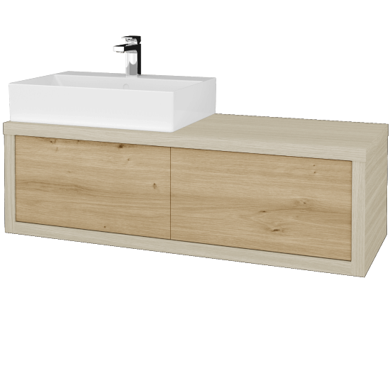 Waschtischunterschrank MOVE SZZ2 120 (Waschtisch Kube)  - D04 Eiche - D22 Caramel - Links