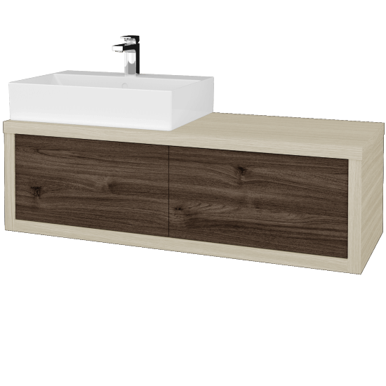 Waschtischunterschrank MOVE SZZ2 120 (Waschtisch Kube)  - D04 Eiche - D25 Teak - Links