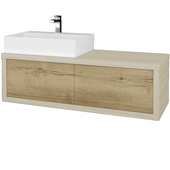 Waschtischunterschrank MOVE SZZ2 120 (Waschtisch Kube)  - D04 Eiche - D26 Ontario - Links