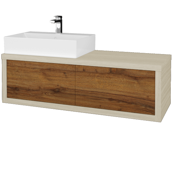 Waschtischunterschrank MOVE SZZ2 120 (Waschtisch Kube)  - D04 Eiche - D27 Cognac - Links