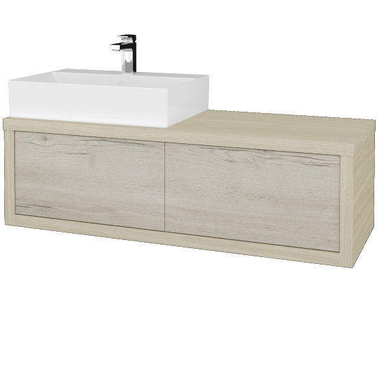 Waschtischunterschrank MOVE SZZ2 120 (Waschtisch Kube)  - D04 Eiche - D28 Alberta - Links