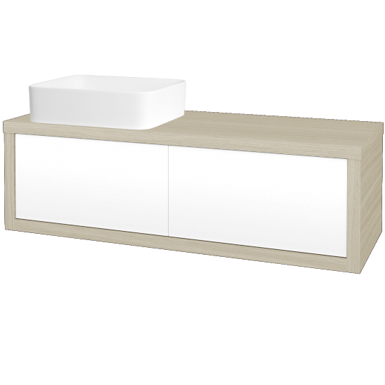 Waschtischunterschrank MOVE SZZ2 120 (Waschtisch Joy)  - D04 Eiche - L01 Weiß Lack Hochglanz - Links