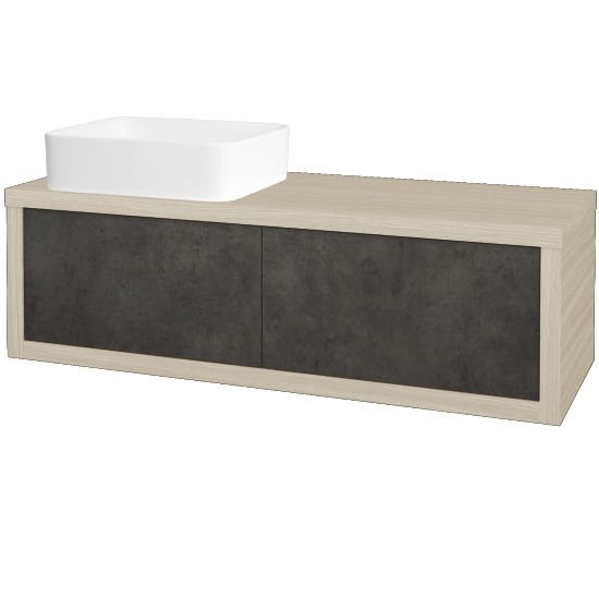 Badezimmerschrank MOVE SZZ2 120 (Waschtisch Joy)  - D04 Eiche - D16 Dark Beton - Links