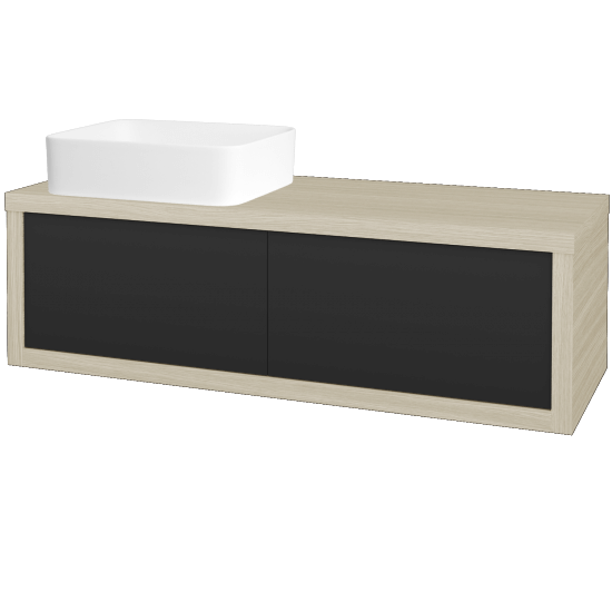 Waschtischunterschrank MOVE SZZ2 120 (Waschtisch Joy)  - D04 Eiche - N03 Graphite - Links