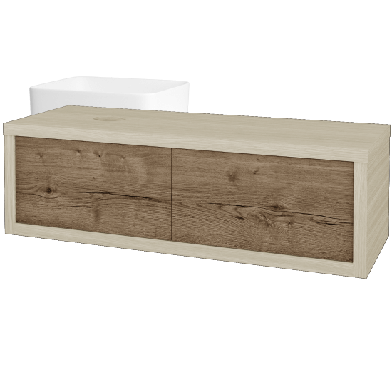 Waschtischunterschrank MOVE SZZ2 120 (Waschtisch Joy)  - D04 Eiche - D21 Tobacco - Links