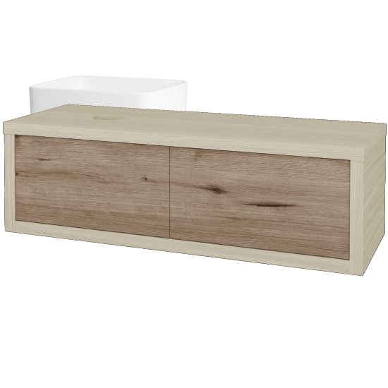 Waschtischunterschrank MOVE SZZ2 120 (Waschtisch Joy)  - D04 Eiche - D23 Herkules - Links