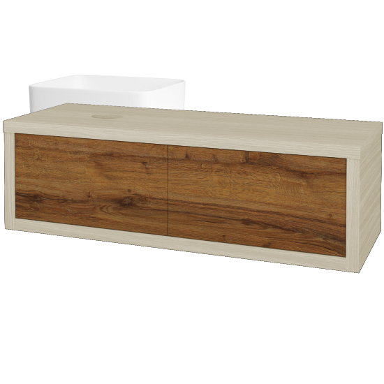 Waschtischunterschrank MOVE SZZ2 120 (Waschtisch Joy)  - D04 Eiche - D27 Cognac - Links