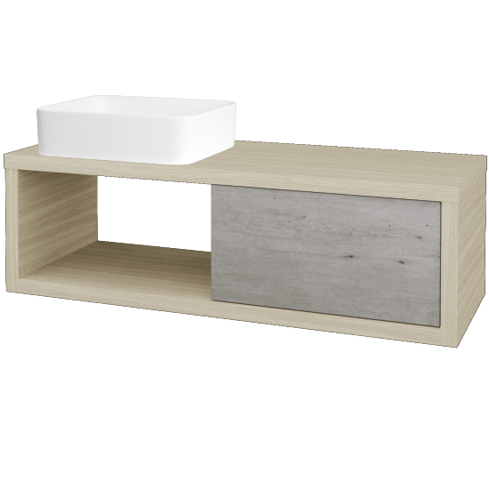 Badezimmerschrank MOVE SZZO 120 (Waschtisch Joy)  - D04 Eiche - D01 Beton - Links