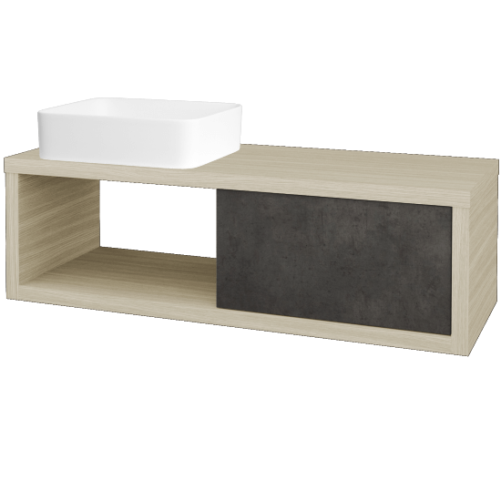 Badezimmerschrank MOVE SZZO 120 (Waschtisch Joy)  - D04 Eiche - D16 Dark Beton - Links