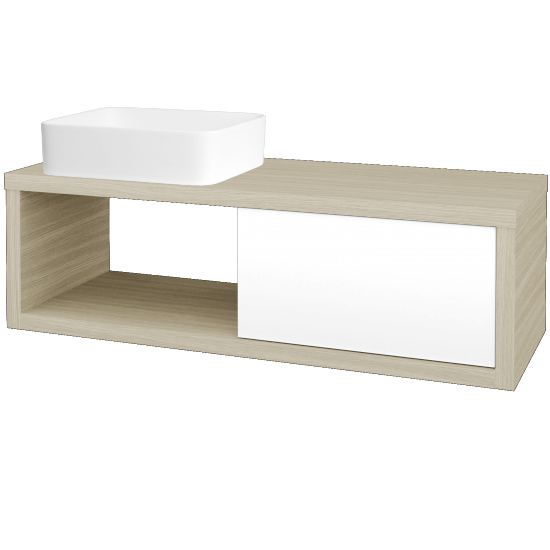Waschtischunterschrank MOVE SZZO 120 (Waschtisch Joy)  - D04 Eiche - M01 Weiß Lack Matt - Links