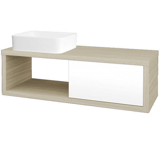 Badezimmerschrank MOVE SZZO 120 (Waschtisch Joy)  - D04 Eiche - M01 Weiß Lack Matt - Links