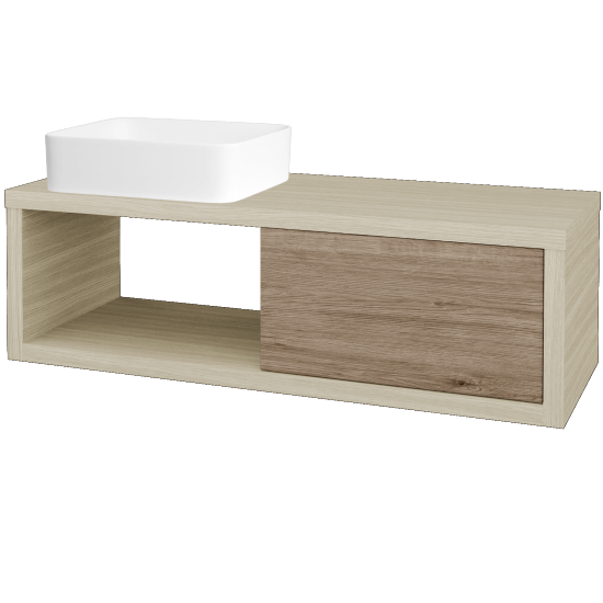 Waschtischunterschrank MOVE SZZO 120 (Waschtisch Joy)  - D04 Eiche - D23 Herkules - Links