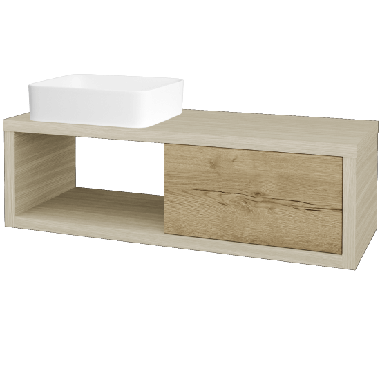Waschtischunterschrank MOVE SZZO 120 (Waschtisch Joy)  - D04 Eiche - D26 Ontario - Links