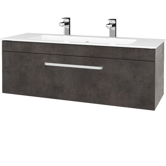 Badezimmerschrank LINEA SZZ 120  - D01 Beton - Griffes T01 - D16 Dark Beton