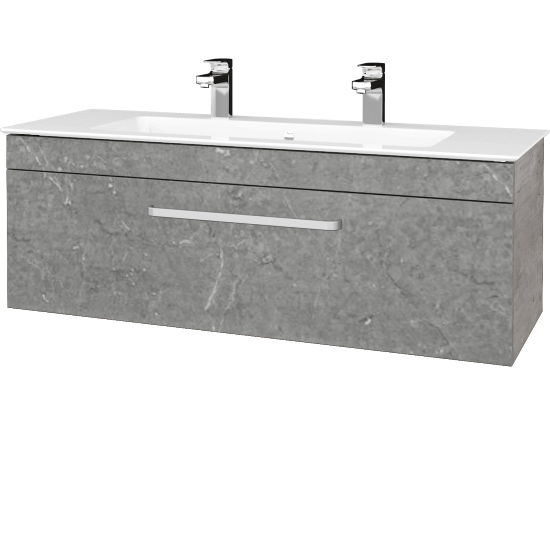 Waschtischunterschrank LINEA SZZ 120  - D01 Beton - Griffes T01 - D20 Galaxy