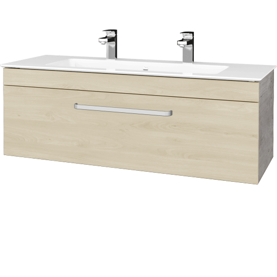 Badezimmerschrank LINEA SZZ 120  - D01 Beton - Griffes T01 - D24 Ohio