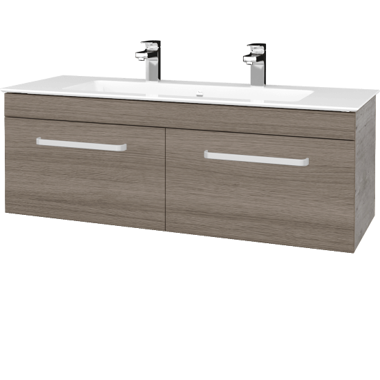 Waschtischunterschrank LINEA SZZ2 120  - D01 Beton - Griffes T01 - D03 Cafe