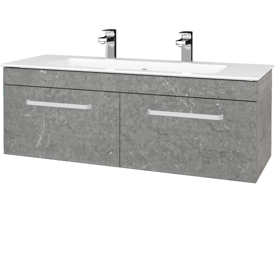 Waschtischunterschrank LINEA SZZ2 120  - D01 Beton - Griff T01 - D20 Galaxy