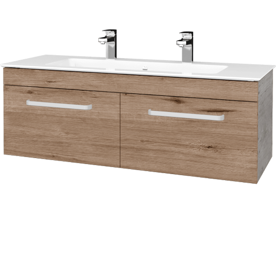 Waschtischunterschrank LINEA SZZ2 120  - D01 Beton - Griffes T01 - D23 Herkules