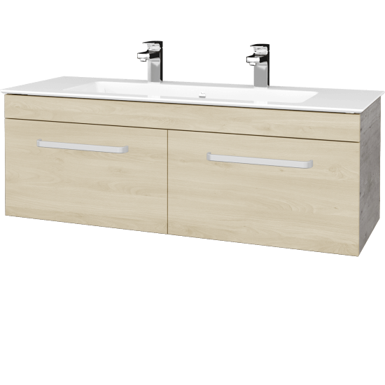 Waschtischunterschrank LINEA SZZ2 120  - D01 Beton - Griffes T01 - D24 Ohio