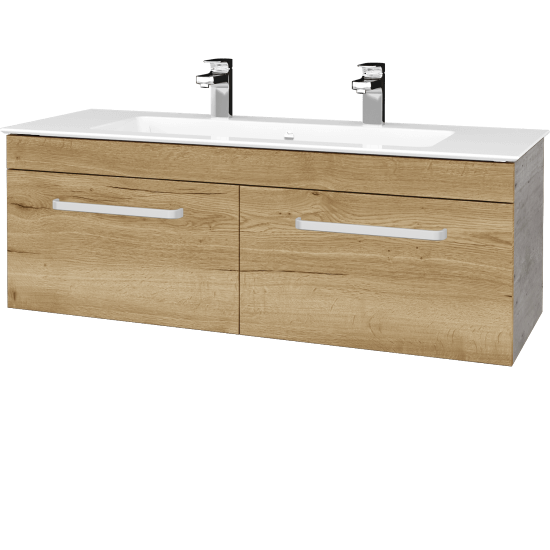 Waschtischunterschrank LINEA SZZ2 120  - D01 Beton - Griffes T01 - D26 Ontario