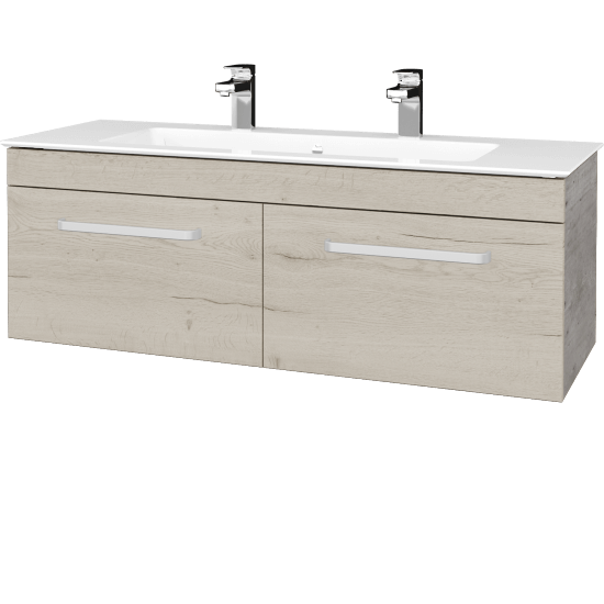 Waschtischunterschrank LINEA SZZ2 120  - D01 Beton - Griffes T01 - D28 Alberta