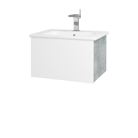 Badezimmerschrank FLAT SZZ 60 (Waschtisch Euphoria)  - D01 Beton - M01 Weiß Lack Matt